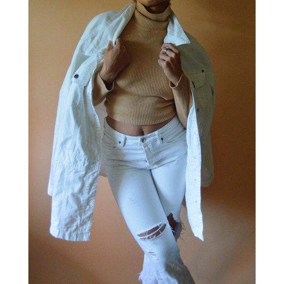 Vintage White Denim Oversized Unisex Jacket - Picture 4 of 4